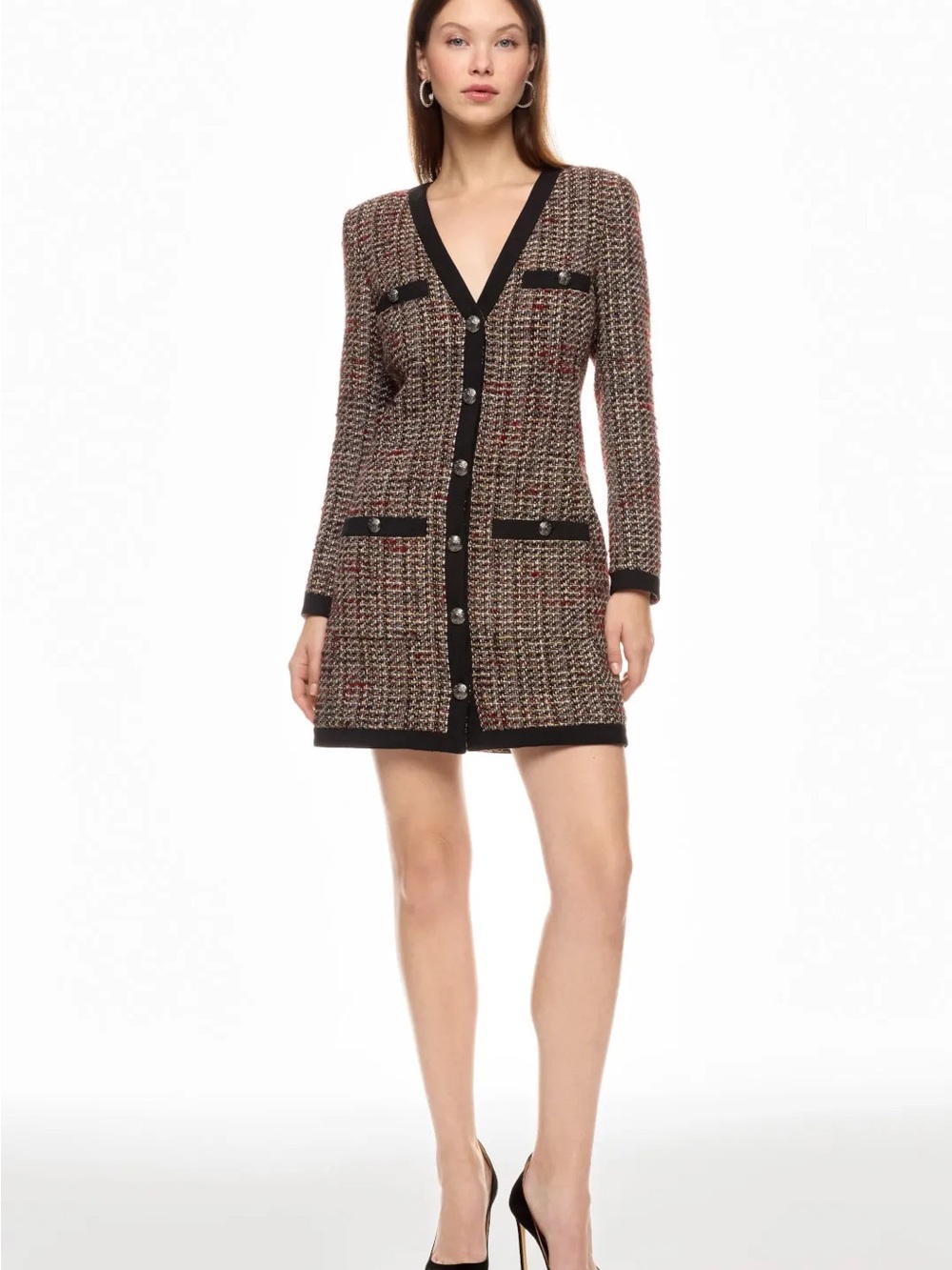 Veronica Beard Kenai Tweed Mini Dress Size 14 Button Front $798